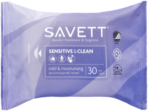 Savett 敏感肌清洁可重复密封湿巾 30件
