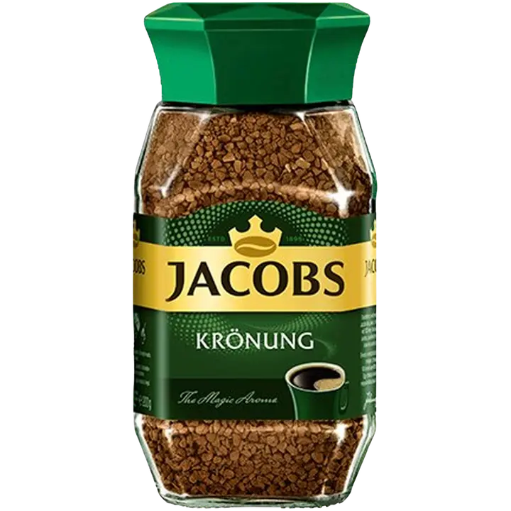 Jacobs Krönung 95g, pakastekuivattu pikakahvi lasipurkissa|Jacobs Krönung 95 克,玻璃罐装冻干速溶咖啡