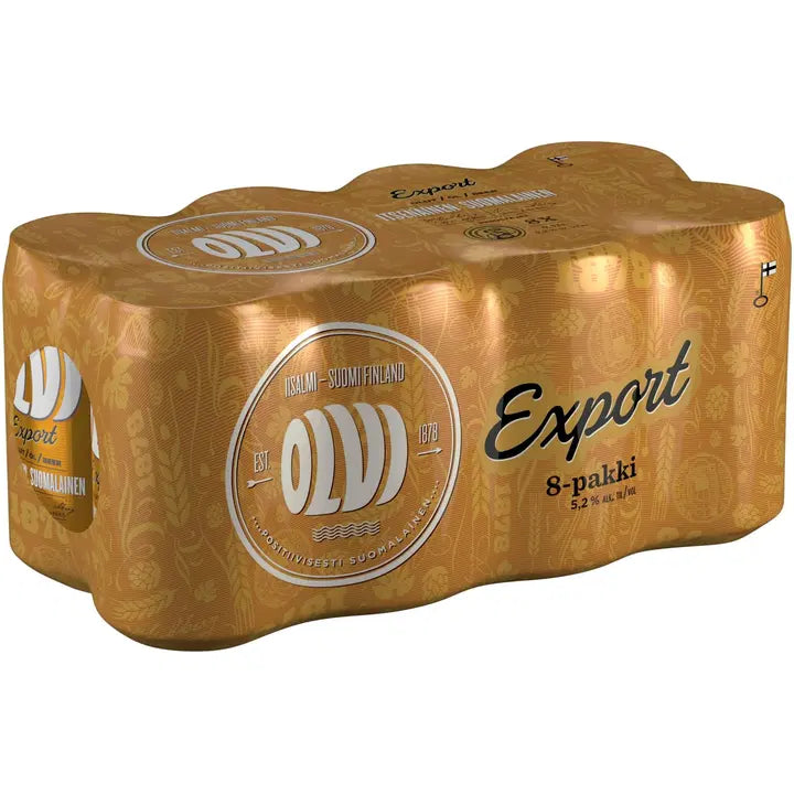 8 x OLVI Export 5,2 % olut 0,33 l tlk kutiste|Olvi 8 x OLVI 出口 5.2% 饮料,每瓶 0.33 升