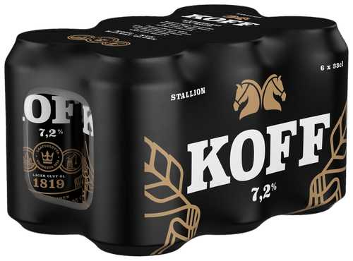 6-pack Koff Stallion Lager olut 7,2 % tölkki 0,33 L