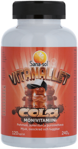 Sana-sol 维他熊 多种维生素 可乐味 120粒/240克|Sana-sol Vitanallet monivitamiini Cola 120kpl/240g