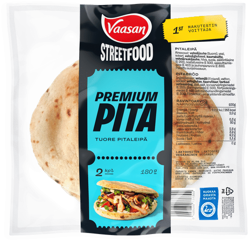 Vaasan Street Food Pita 2 kpl 180 g pitaleipä|Vaasan 街头美食皮塔饼 2个 180克