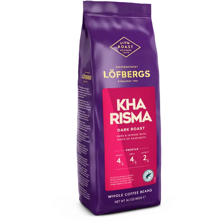 Löfbergs Kharisma Papukahvi 400 g Rainforest Alliance|Löfbergs Kharisma Bean 咖啡 400 克 雨林联盟