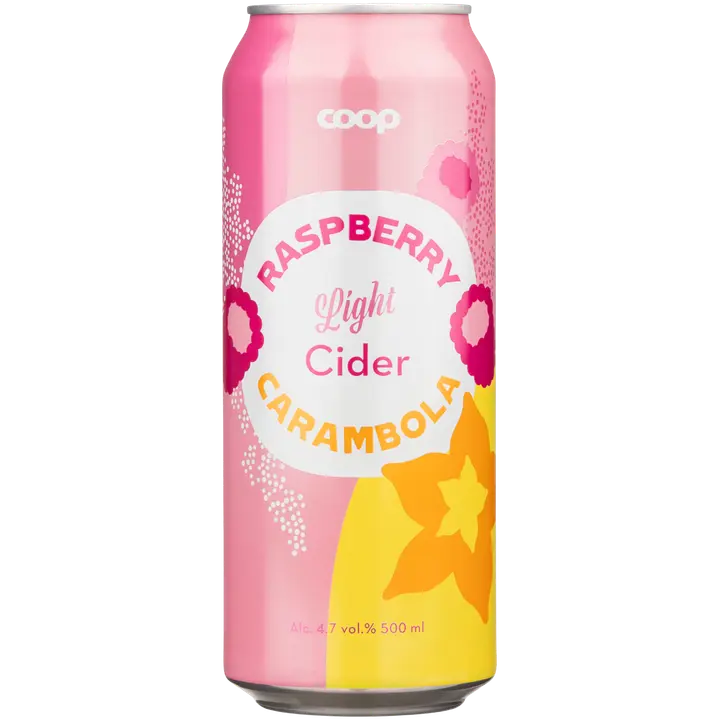 Coop vadelma-carambolasiideri light 4,7% 0,5L|Coop 覆盆子杨桃淡味苹果饮品 4.7% 0,5L