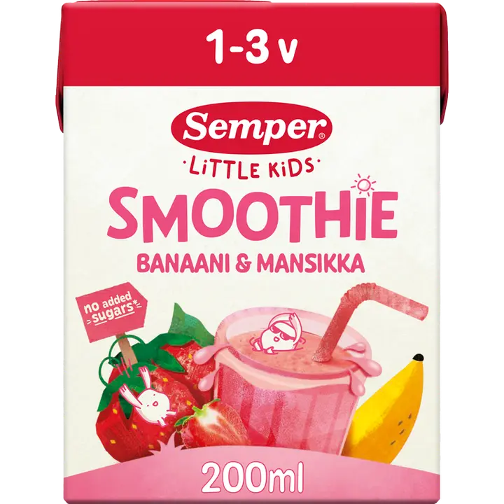 Semper Smoothie Banaani & mansikka 1-3v 200ml|Semper 香蕉草莓冰沙 1-3 岁 200ml