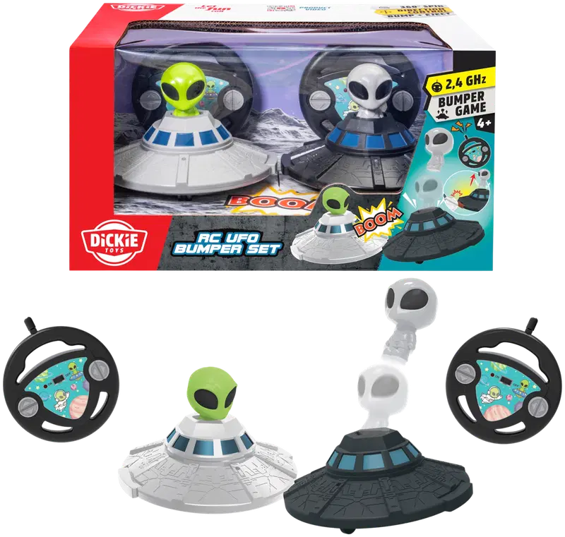 Dickie Toys UFO碰碰车遥控套装,2个遥控器,频率2GHz|Dickie Toys UFO Bumper RC-setti, 2 ohjainta, taajuus 2 GHz