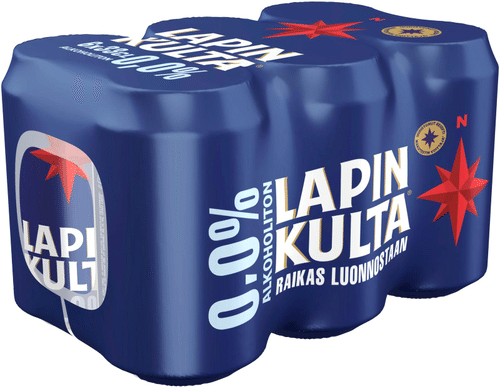 Lapin Kulta 6 x Lapin Kulta 无醇麦芽饮料 0.0% 0,33 l|6 x Lapin Kulta alkoholiton olut 0,0% 0,33 l