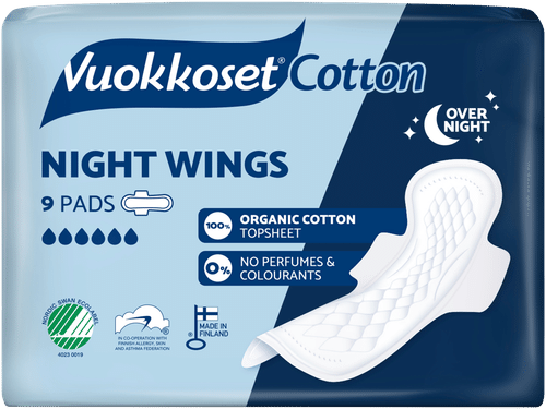 Vuokkoset Cotton Night Wings 夜用护垫 9件