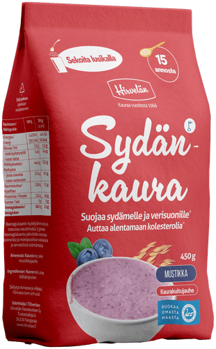 Hirvelän Sydänkaura Mustikka 450 g|Hirvelän 心形燕麦蓝莓 450 g
