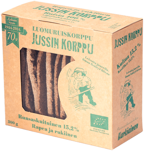 None 卡尔基艾宁 尤辛脆面包 有机黑麦脆面包 300 g|Karkiainen Jussin Korppu luomuruiskorppu 300 g