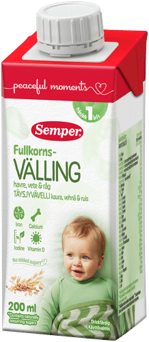 Semper Täysjyvävelli kaura, vehnä & ruis 1v käyttövalmis velli 200ml