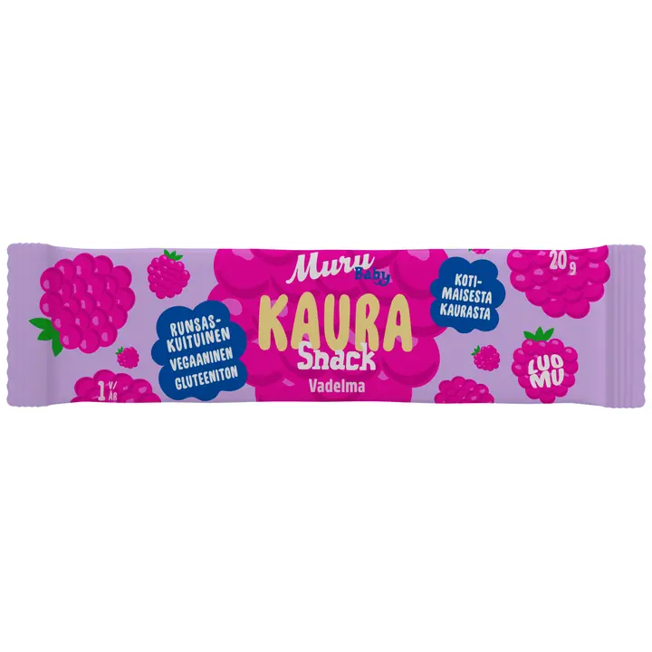 Muru Baby Kaura Snack vadelma 1 v 20 g luomukaurapatukka|Muru Baby Kaura Snack 覆盆子 1 年 20 克有机燕麦棒