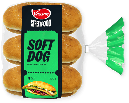 Vaasan Street Food 软狗土豆热狗面包 300g 6个 美食热狗面包|Vaasan Street Food SOFT DOG perunahodari 300g 6 kpl Gourmet hot dog sämpylä