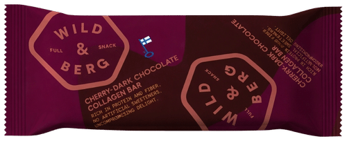 Wild&Berg 樱桃黑巧克力胶原蛋白棒 40 g|Wild&Berg Kirsikka-Tumma Suklaa kollagen bar 40 g