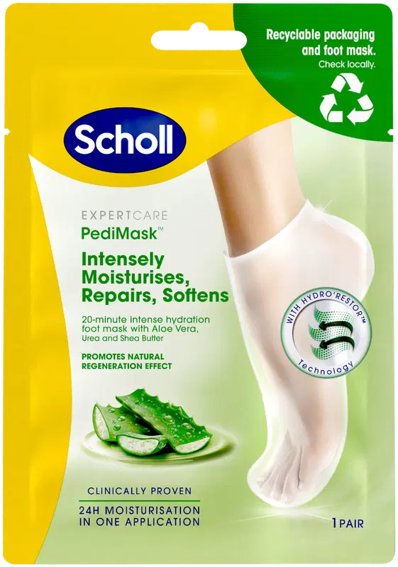 Scholl PediMask足膜 芦荟|Scholl PediMask jalkanaamio Aloe vera