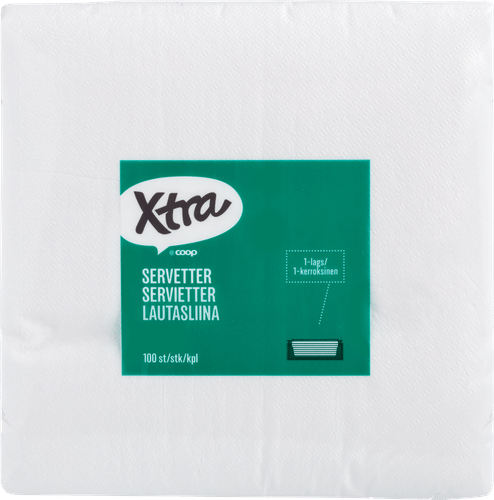 Xtra 白色餐巾纸 33x33厘米 100 kpl