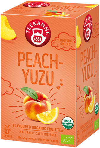 Teekanne Peach Yuzu, Persikan ja yuzun makuinen luomu hedelmähauduke LUOMU 18x2,25g|Teekanne 桃子柚子,桃子柚子味有机水果炖菜 ORGANIC 18x2,25g
