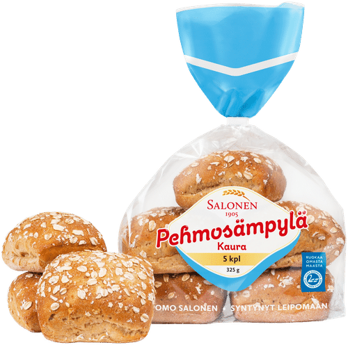 Leipomo Salonen Pehmosämpylä kaura 5/325 g vehnä-kaurasämpylä|Perheleipuri Salonen 萨洛宁面包坊 燕麦软餐包 5/325克 小麦燕麦餐包