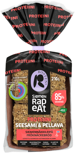 Leipomo Rosten 罗斯滕籽脆蛋白芝麻亚麻籽薄脆面包10片 210 g|Rosten Siemenrapeat Proteiini Seesami & Pellava siemennäkkileipä 10 kpl 210 g