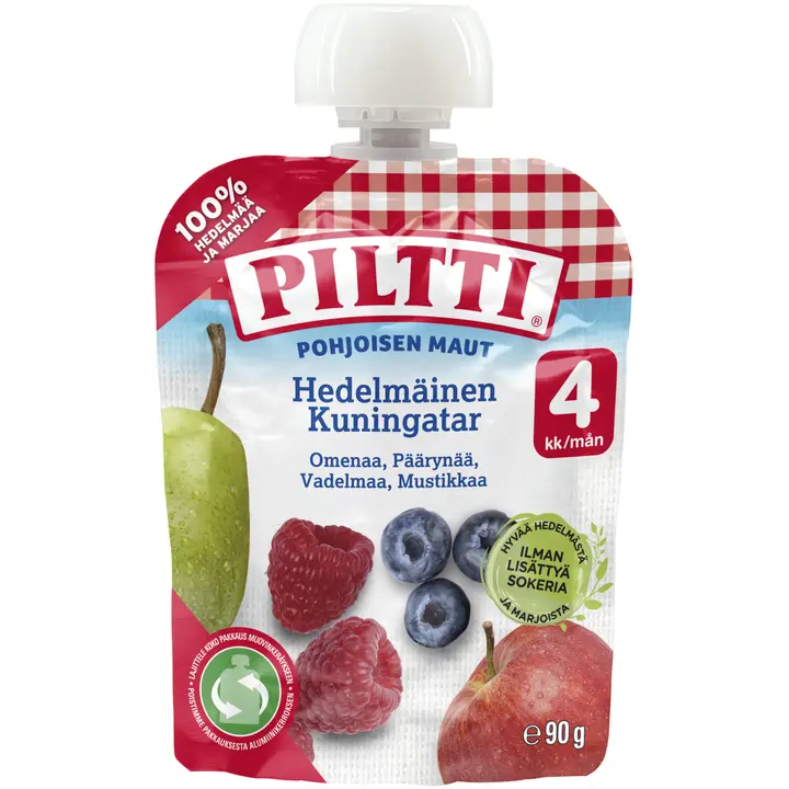 Piltti Pohjoisen maut 90g Hedelmäinen Kuningatar hedelmäsose 4kk annospussi|Piltti Flavors of the North 90 克 Heldmäinen Kuningatar 果泥 4 个月份装袋