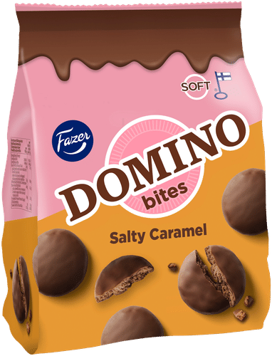 Fazer Domino 咸焦糖美味饼干 174g|Fazer Domino Bites Salty Caramel herkuttelukeksi 174g