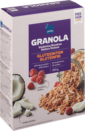 Rainbow granola vadelma ja kookos gluteeniton 350 g|Rainbow 覆盆子椰子无麸质格兰诺拉 350g