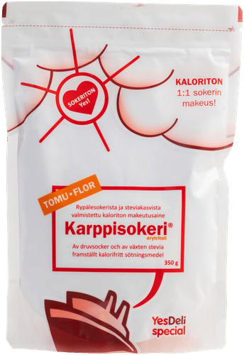 YesDeli Tomu Karppisokeri, rypälesokerista ja steviakasvista valmistettu kaloriton makeutusaine 350g|YesDeli 粉状低碳糖(由葡萄糖和甜叶菊制成的无热量甜味剂) 350g
