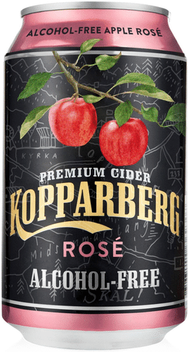 Kopparberg 高级苹果饮品 Kopparberg 苹果玫瑰 0% 无酒精苹果饮品罐装 33cl