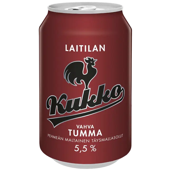 Laitilan Kukko Vahva Tumma Lager 5,5 til-% 0,33L olut|Laitilan Kukko 浓烈黑饮料 5.5 vol% 0.33L 饮料
