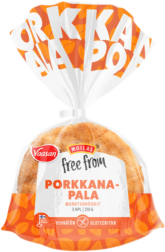Vaasan Moilas 无麸质胡萝卜面包块 210克 3片|Vaasan Moilas Free From Porkkanapala 210 g 3 kpl gluteeniton porkkanarieskapala