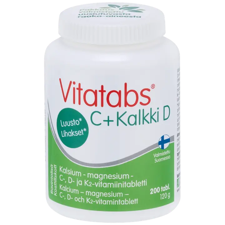 Vitatabs C + Kalkki D kalsium-magnesium-C-, D- ja K2-vitamiinitabletti 200 tabl-Vitatabs C+青柠D钙镁维生素C、D、K2片剂200片