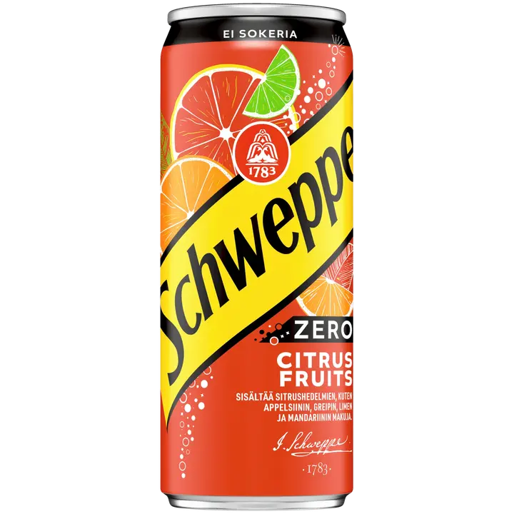 Schweppes Citrus Fruits Zero virvoitusjuoma tölkki 0,33 L|Schweppes 柑橘类水果零软饮料罐 0,33 L