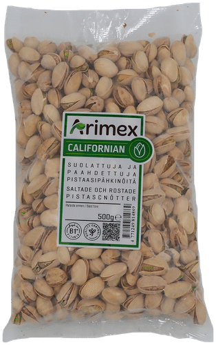 Arimex Suolattuja ja paahdettuja pistaasipähkinöitä 500g