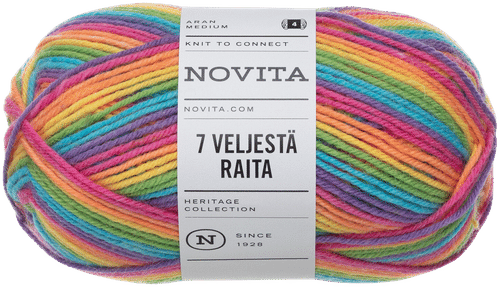 Novita 7 Veljestä Raita 纱线 100克 彩虹 980