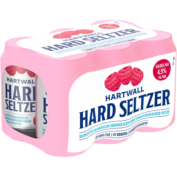 6 x Hartwall Hard Seltzer Vadelma 4,5% 0,33 l|Hartwall Hard Seltzer 6 x Hartwall 硬苏打水覆盆子 4.5% 0,33 l