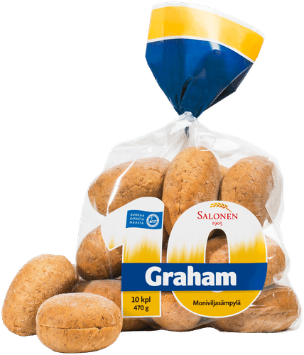 Leipomo Salonen 10 Graham 10/470 g moniviljasämpylä, halkaistu|Leipomo Salonen 10格雷厄姆全麦小面包10/470g对切