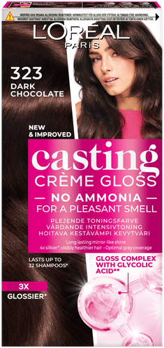 L'Oréal Paris Casting Crème Gloss 323 Dark Chocolate Tummanruskea Helmiäinen kevytväri 1kpl