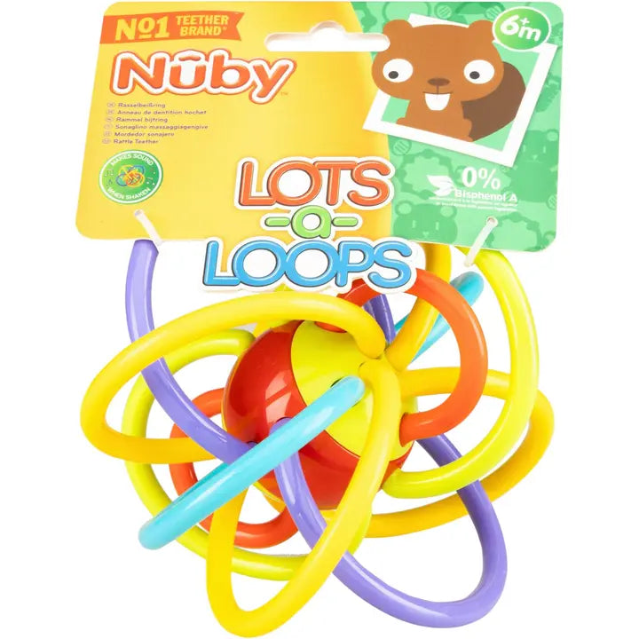 Nuby 拨浪鼓咀嚼玩具 Lot-a-loops 6 个月以上|Nuby helistin purulelu Lots-a-loops 6kk+