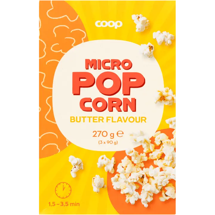 Coop voinmakuinen mikropopcorn 3-pack 270 g-Coop 黄油味微型爆米花 3 件装 270 g