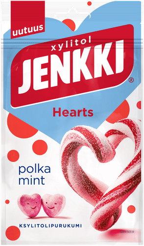 Jenkki Enjoy Hearts Polkamint ksylitolipurukumi 70g