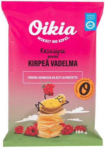 Oikia Kirpeä Vadelma kesäsipsi 180g
