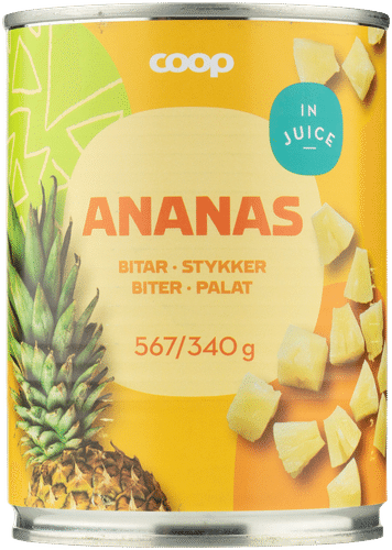 Coop 菠萝块(全果汁浸泡) 567/340 g|Coop ananas paloina täysmehussa 567/340 g