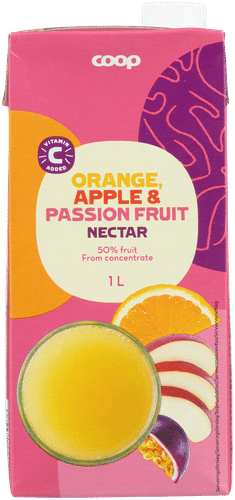 Coop appelsiini-omena-passiohedelmä nektari 1l|Coop 橙子、苹果、百香果花蜜 1l