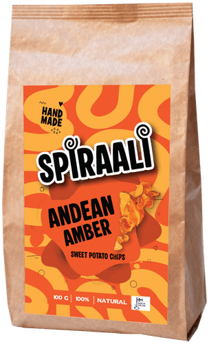 Spiraalisipsi Andean Amber käsintehdyt bataattisipsit