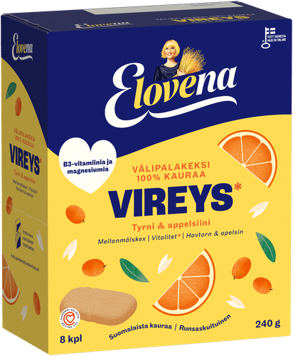 Elovena Love 8x30克沙棘橙子活力全麦零食饼干|Elovena Love 8x30g vireys tyrni & appelsiini täysjyvävälipalakeksi