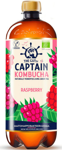 The Gutsy Captain Kombucha 覆盆子、覆盆子味康普茶有机饮料 950ml|The Gutsy Captain Kombucha Raspberry, vadelmanmakuinen kombucha-juoma LUOMU 950ml