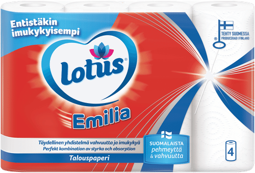 Lotus Emilia厨房纸白色4卷