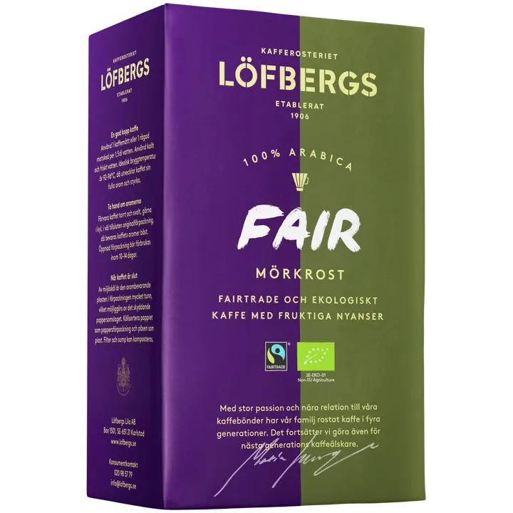 Löfbergs Fair Mörkrostat Kahvi 450g Reilu Kauppa Luomu|Löfbergs Fair Mörkrostat 咖啡 450 克 公平贸易有机