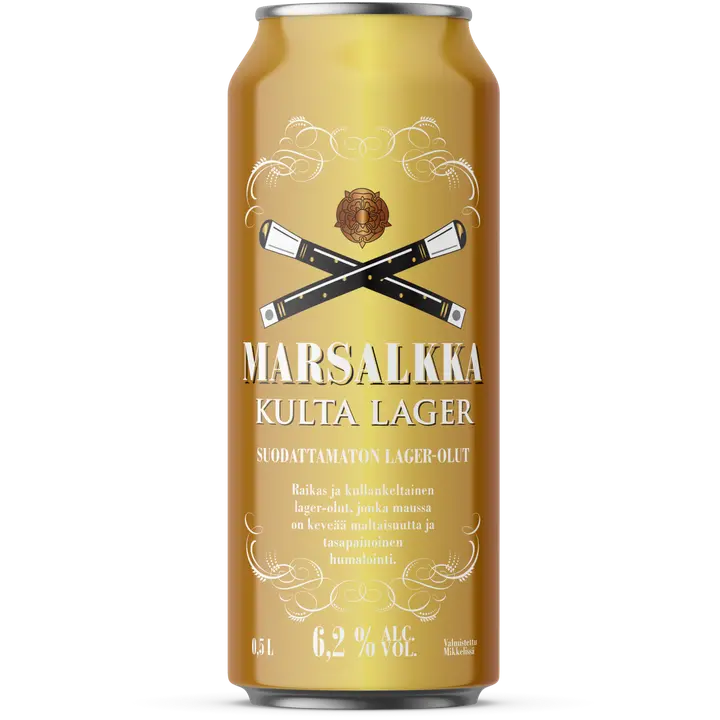 Marsalkka Kulta Lager 6,2% olut 0,5l tölkki|Marsalkka Kulta Lager 6.2% 饮料 0.5l 罐装