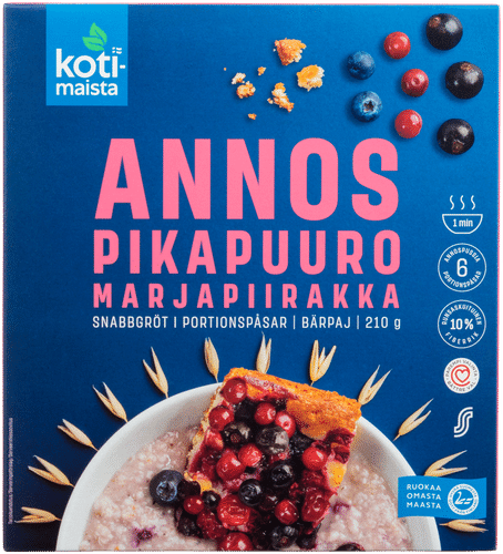 Kotimaista annospikapuuro marjapiirakka 210 g (6x35 g)|Kotimaista 浆果派即食燕麦片 210克(6x35克)